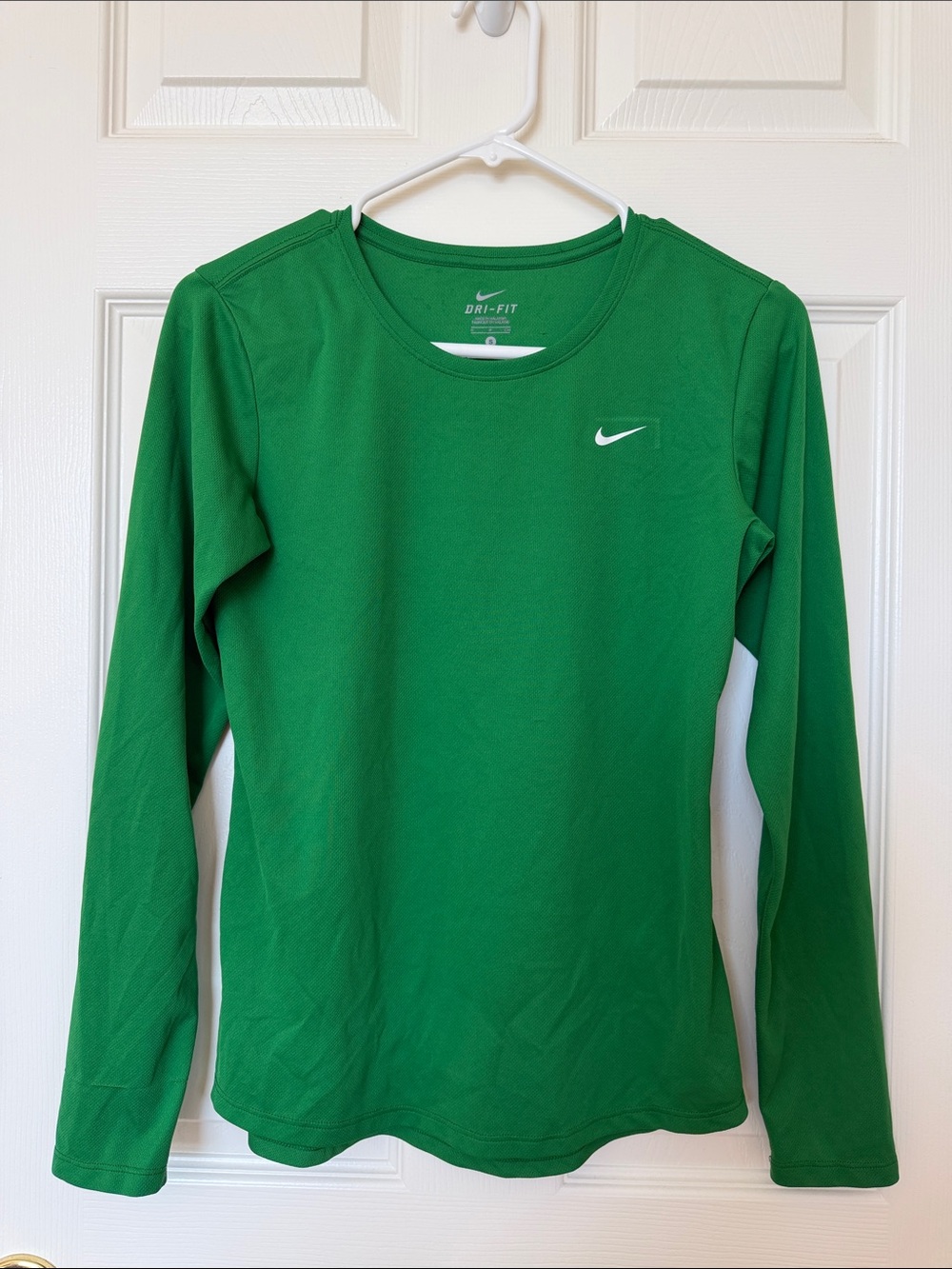 Nike Kids Long-Sleeve Dri-FIT Shirt - Green with White Swoosh